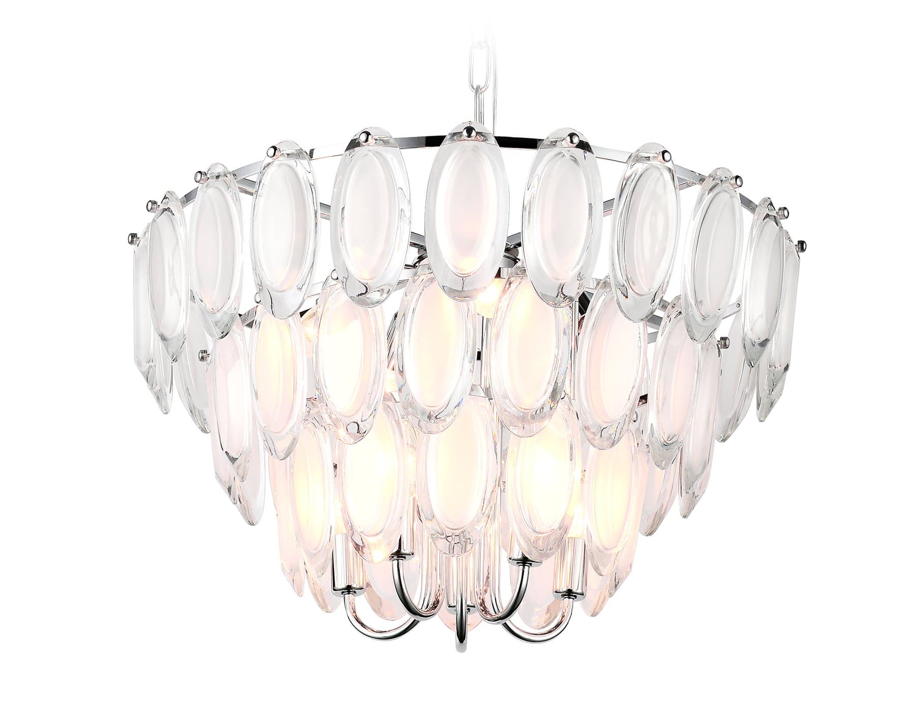Ambrella Подвесная люстра TR5177/10 CH/CL/FR хром/прозрачный/белый матовый E14/10 max 40W D600*1050 — миниатюра 1