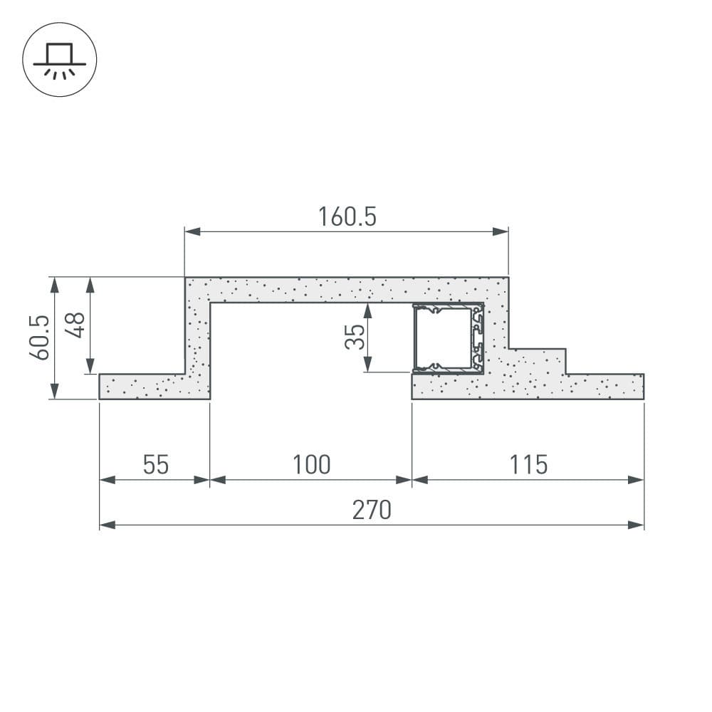 Arlight Гипсокартонный Модуль ARL-BAY-SQUARE-35-2000 (ГКЛ 12.5мм) (-) 022267 — миниатюра 2
