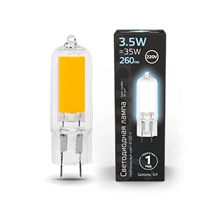 Gauss Лампа G4 AC220-240V 3.5W 260lm 4100K стекло LED 107807203