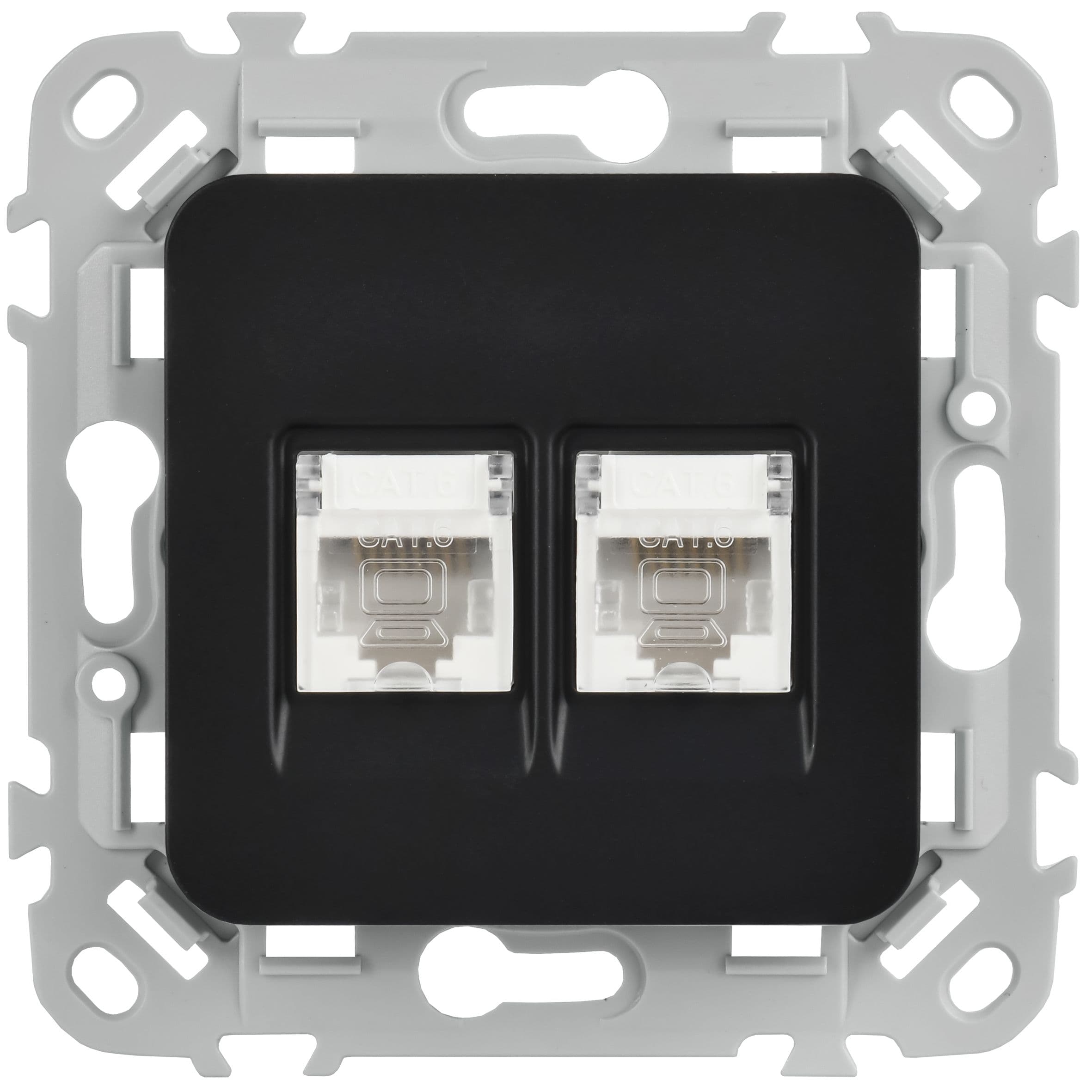IEK FLITE Черный Розетка 2-местная RJ45/RJ11 категория 5Е/3 UTP — миниатюра 2