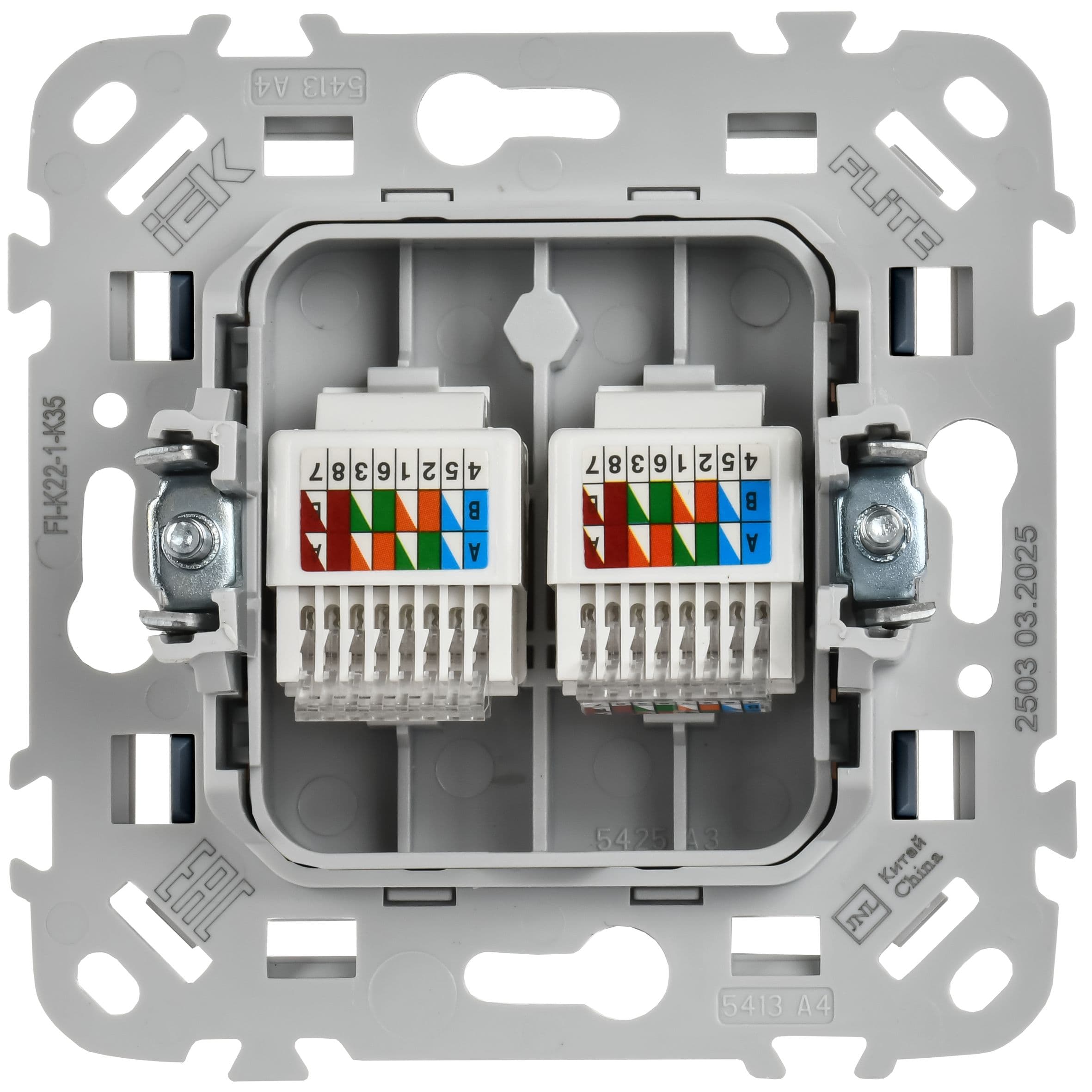 IEK FLITE Маренго Розетка 2-местная компьютерная RJ45 категория 5Е UTP — миниатюра 3