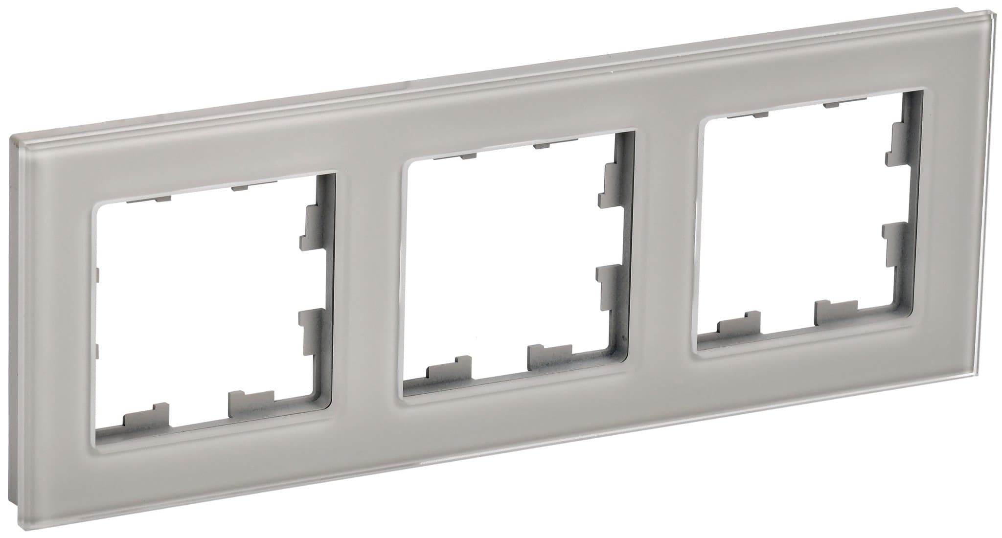 IEK BRITE DECOR Дымчатый глянец стекло Рамка 3-м РУ-3-2-БрД