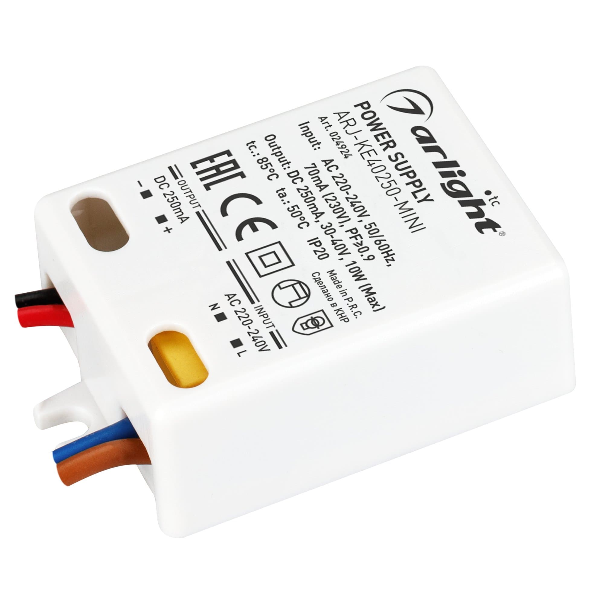 Arlight Блок питания ARJ-KE40250-MINI (10W, 250mA, PFC) (IP20 Пластик, 5 лет) 024924 — миниатюра 1