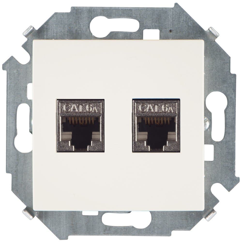Simon 15 Слоновая кость Розетка компьютерная двойная 2хRJ45 кат.6A (АМР, FTP) 1591564-031