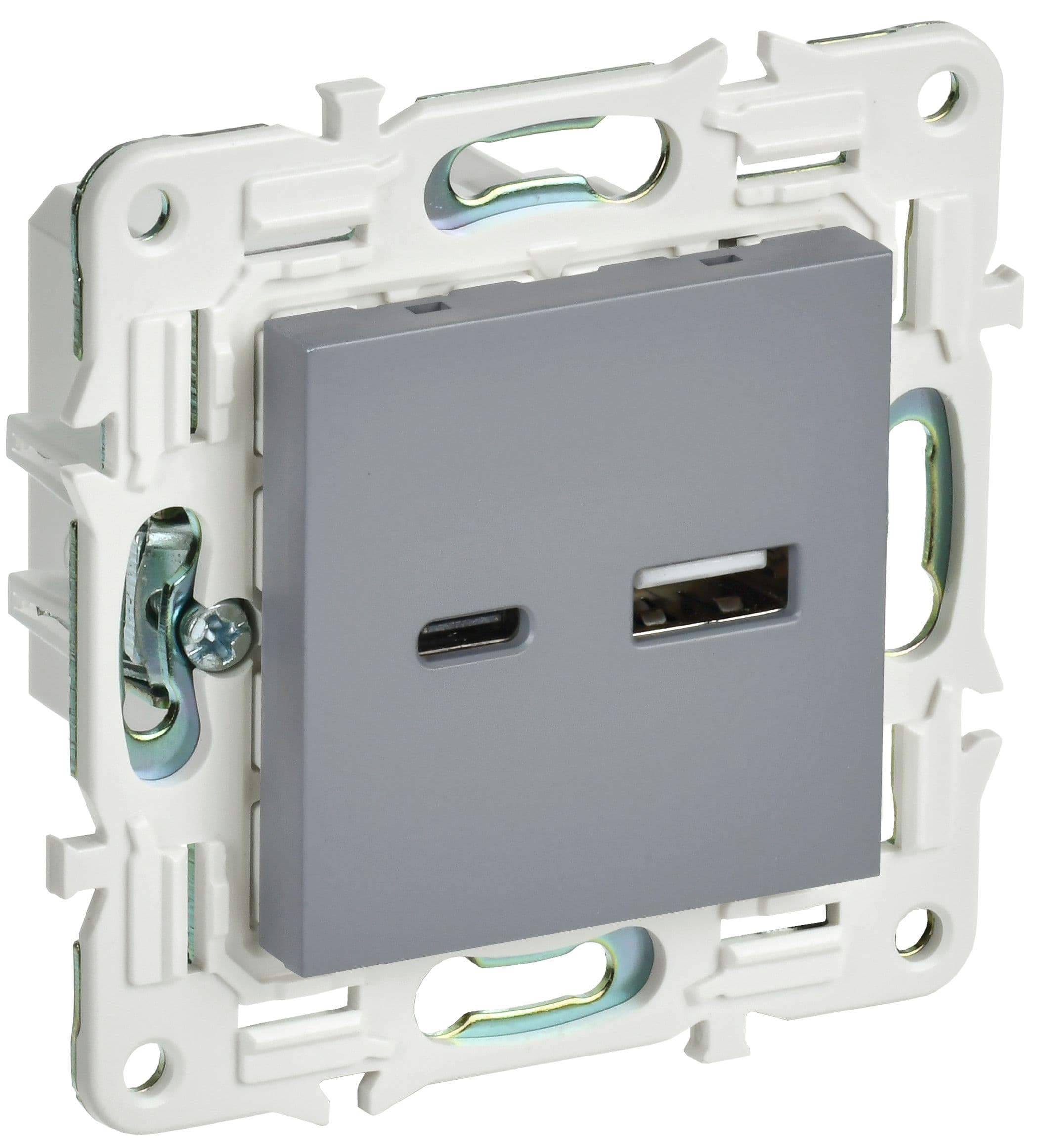 IEK SKANDY Серый Розетка USB A+C 18Вт SK-R13Gr — миниатюра 1