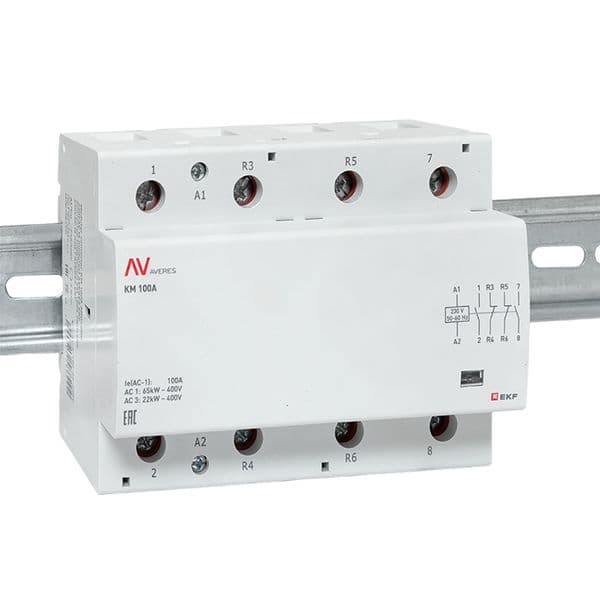EKF Контактор модульный КМ 100А 2NO+2NC 230В АС (6 мод.) AVERES — миниатюра 2