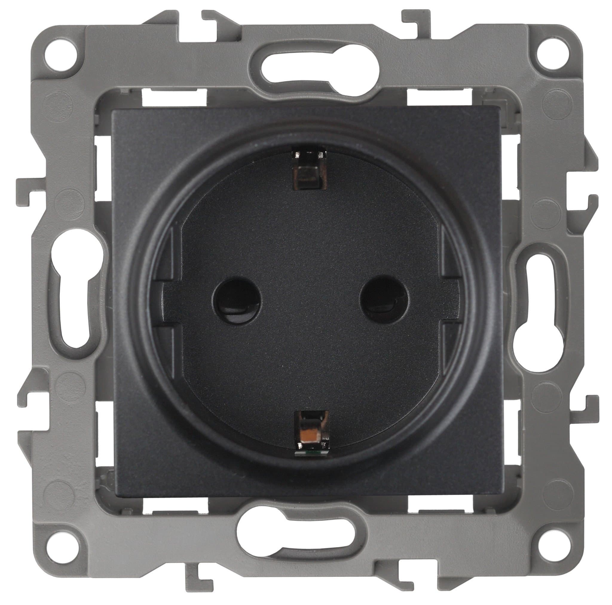ЭРА 12-2101-05 Розетка 2P+E Schuko, 16A-250В, IP20, 12, Антрацит