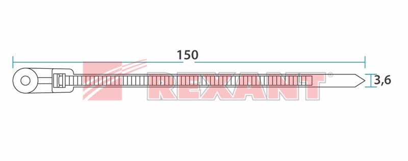 Хомут под винт nylon 150 x 3,6 мм 100шт чёрный Rexant 07-0155 — миниатюра 2
