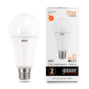 Gauss Лампа Elementary A67 35W 2670lm 3000K E27 LED 70215