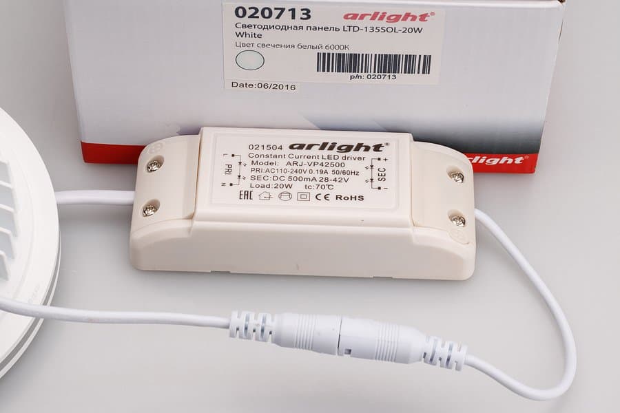 Arlight Светодиодная панель LTD-135SOL-20W White (IP44 Пластик, 3 года) 020713 — миниатюра 6