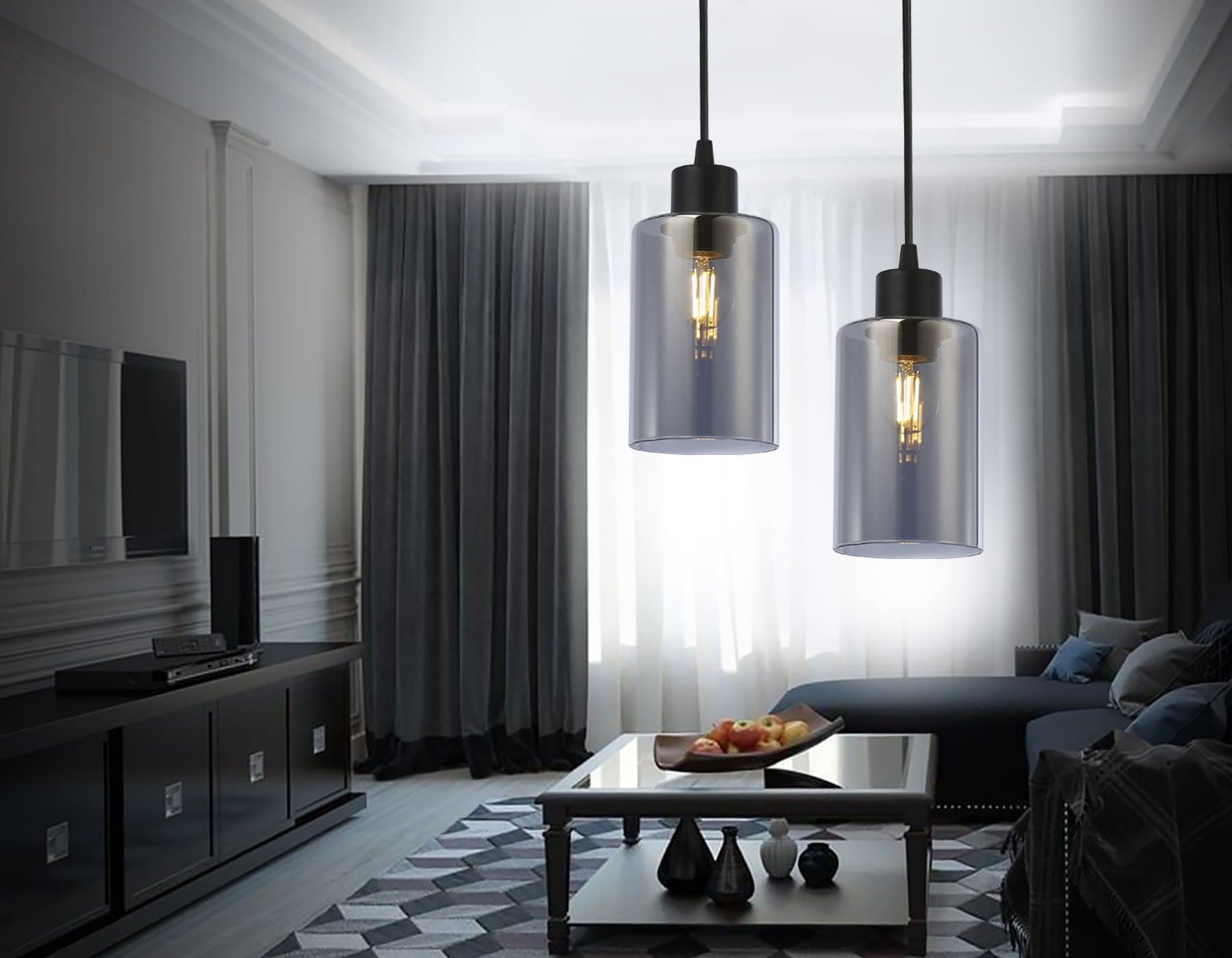 Ambrella Подвесной светильник в стиле лофт TR3695 BK/SM черный/дымчатый E27 max 40W D100*1000 — миниатюра 3