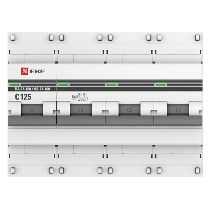 EKF PROxima ВА 47-100 Автоматический выключатель (С) 4P 125А 10kA mcb47100-4-125C-pro — миниатюра 2