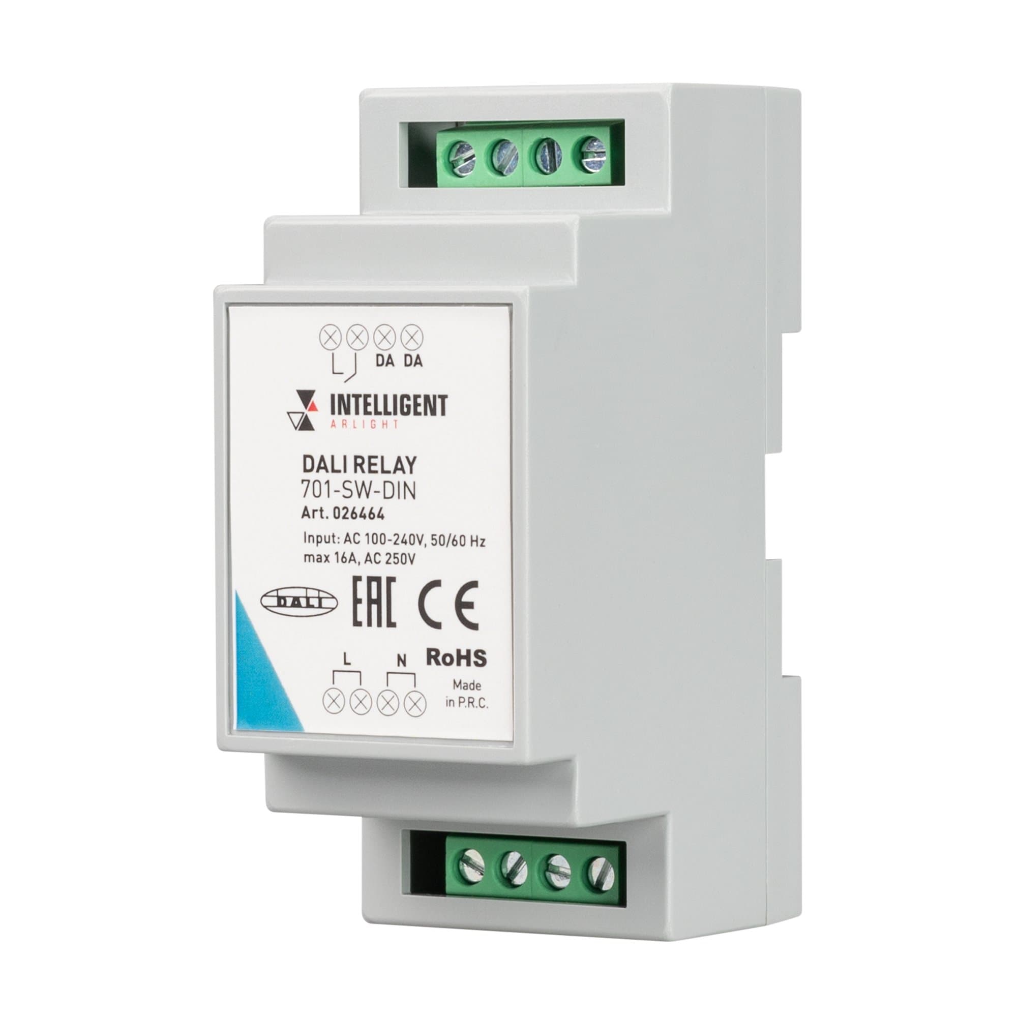 Arlight INTELLIGENT Релейный модуль DALI-701-SW-DIN (BUS, 16A) (INTELLIGENT DIN-рейка) 026464 — миниатюра 1