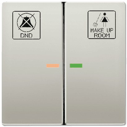 JUNG LS 990 Edelstahl Клавиша 2-ая с красной и зелёной линзами, с символами DND и Make up room ES2995KO5-641
