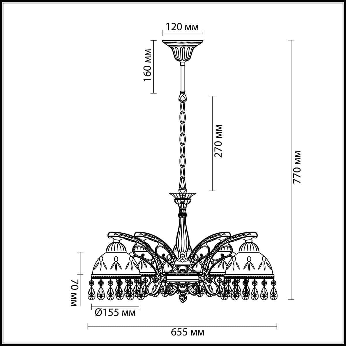 Lumion 2989/5 LN16 242 бронзовый/стекло/хрусталь Люстра E27 5*60W 220V AVIFA — миниатюра 3