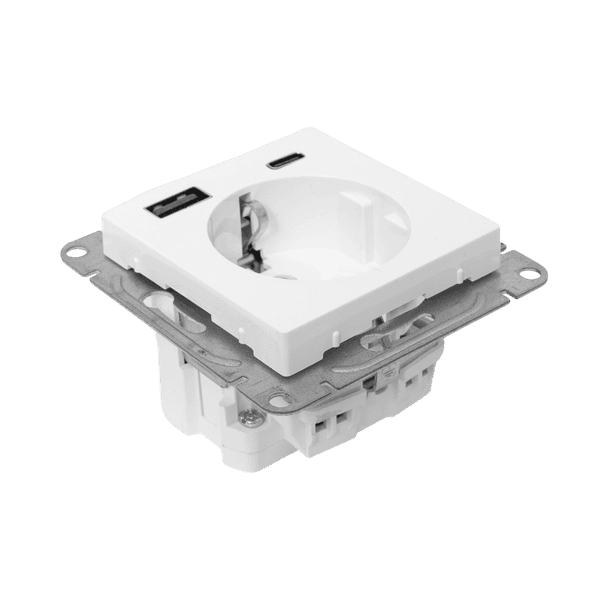 EKF Механизм розетки с USB-A+С - 2шт, 16А, с заземлением, со шторками, белый Эпика — миниатюра 20