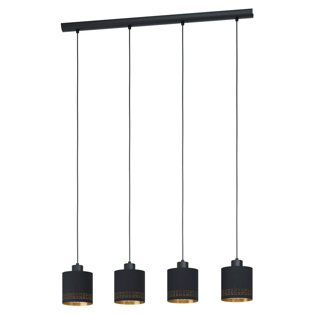 Eglo 99275 Подвес ESTEPERRA, 4x28W(E27), L940, B160, H1100, сталь, черный/текстиль, черный, золотой