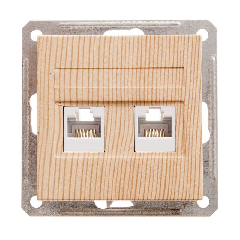 Systeme Electric Wessen 59 Сосна Розетка компьютерная 2-ая RJ45 кат.5e — миниатюра 1