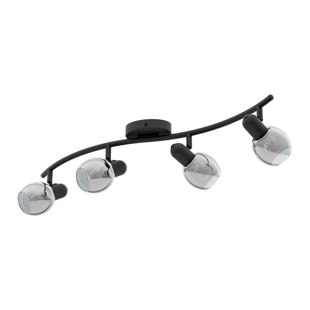 Eglo 98626 Спот POLLICA, 4х28W (E14), L585, B290, спот, cталь, черный/металл. стекло, черный-прозрачный