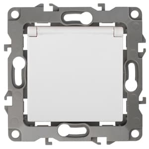 ЭРА 12-2103-01 Розетка 2P+E Schuko со шторками с крышкой, 16A-250В, IP20, 12, Белый — миниатюра 1