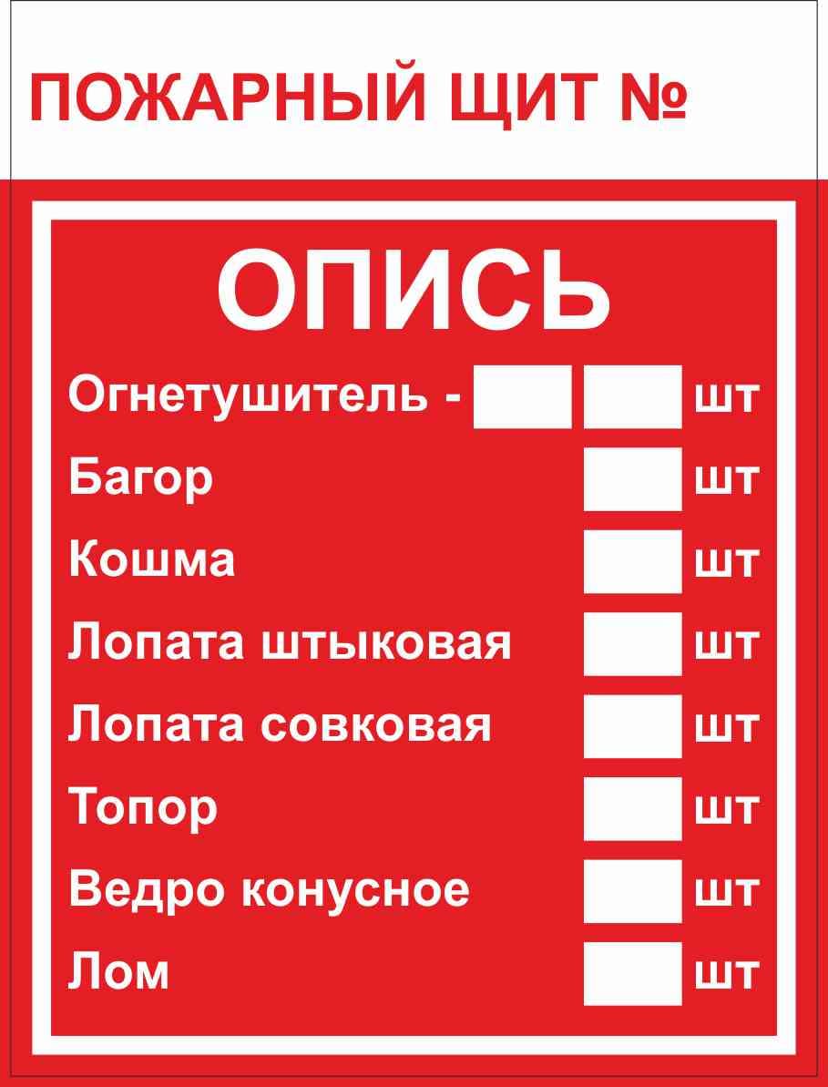 Знак пластик F15-3 "Пожарный щит. Опись" (150x200) ГОСТ 12.4.026-2015 EKF PROxima