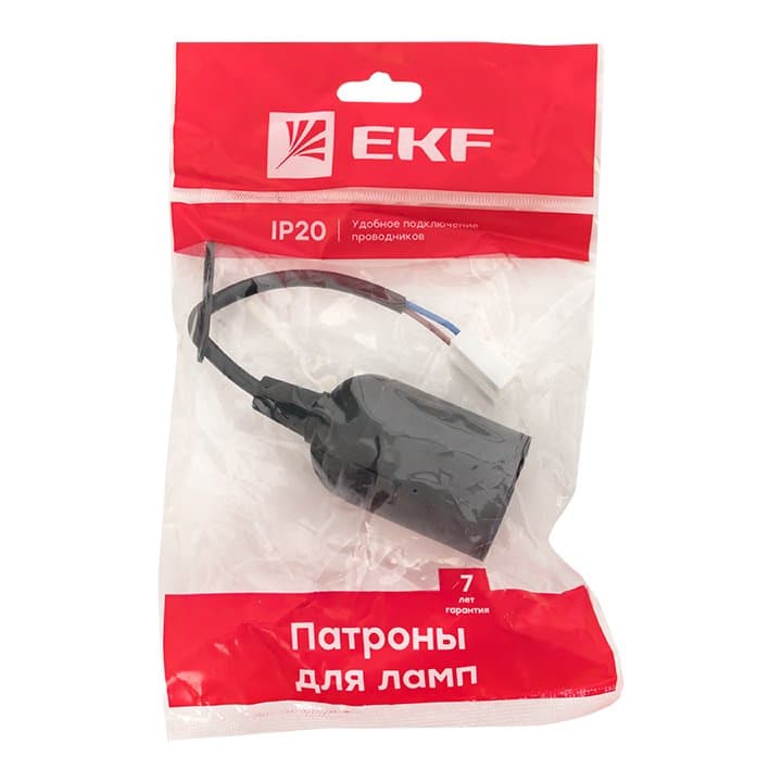 EKF PROxima Патрон Е27 подвесной с клеммной колодкой пласт чер. индивидуальный пакет LHP-E27-b-p — миниатюра 4