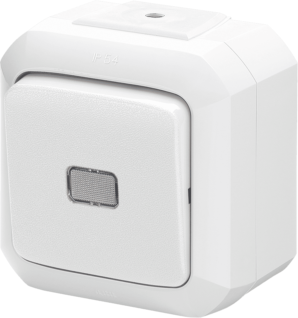 ABB Variant+ Белый Переключатель одноклавишный с прозрачной линзой, IP54 2CHN582552C4500