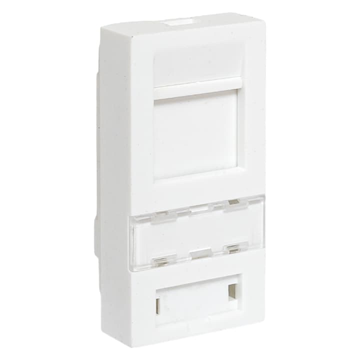 EKF TeraLINK PRO Вставка розеточная TeraLINK PRO 45x22,5мм формат Mosaic на 1 модуль Keystone со шторкой и маркером белая