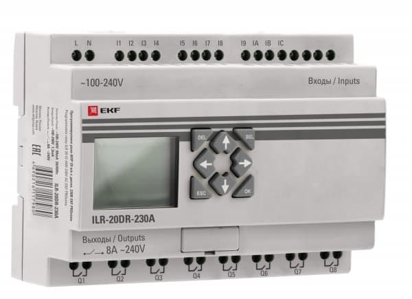 EKF PROxima Программируемое реле 20 в/в с диспл. 230В PRO-Relay ILR-20DR-230A