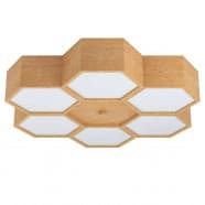 Eglo 98863 Потолочный светильник MIRLAS, 6x9W, E27, L540, B520, H90, дерево, сталь, коричневый/пластик, белый