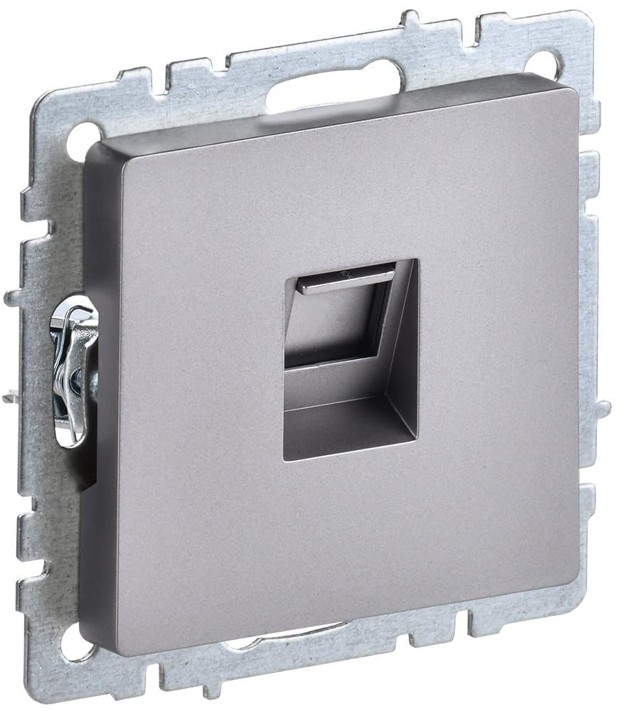 IEK BRITE BASE Сталь Розетка комп. RJ45 кат.6 РК11-БрС