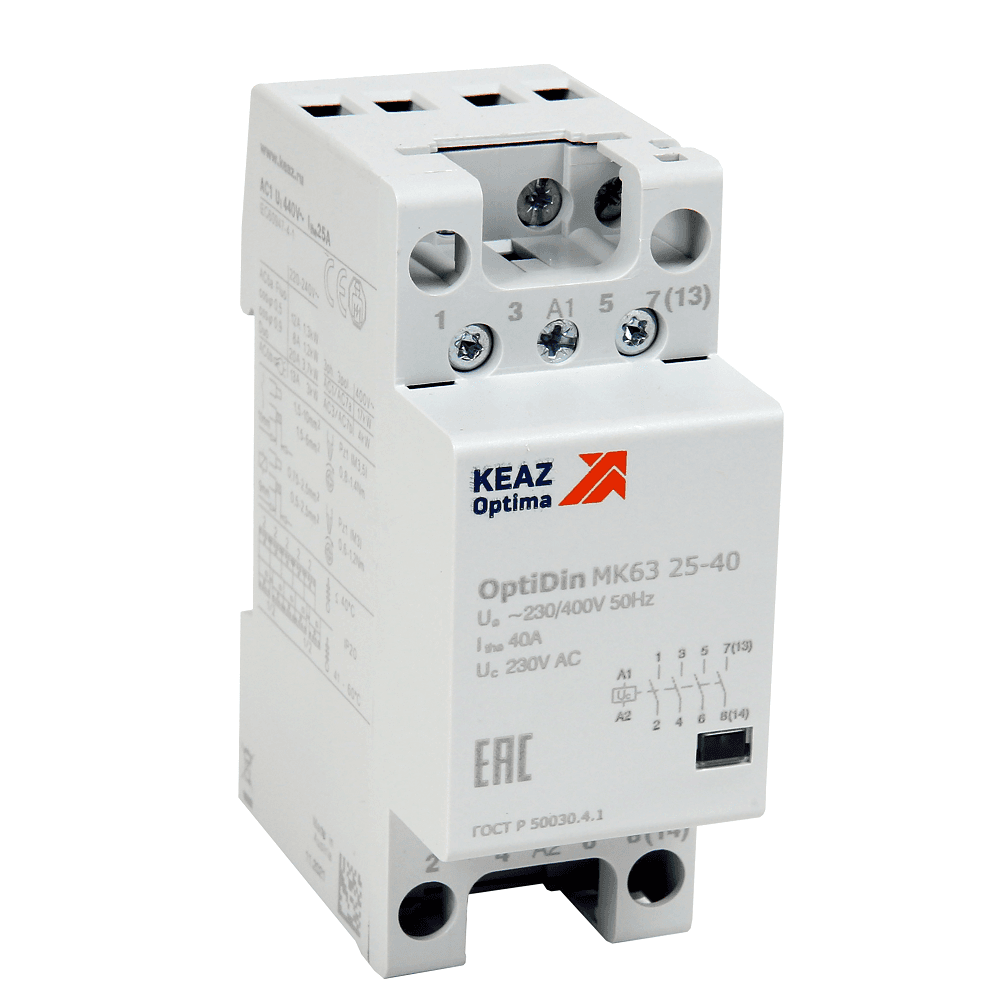 КЭАЗ OptiDin МК63 Модульный контактор 2НО+2НЗ 25А 24В AC/DC 236139
