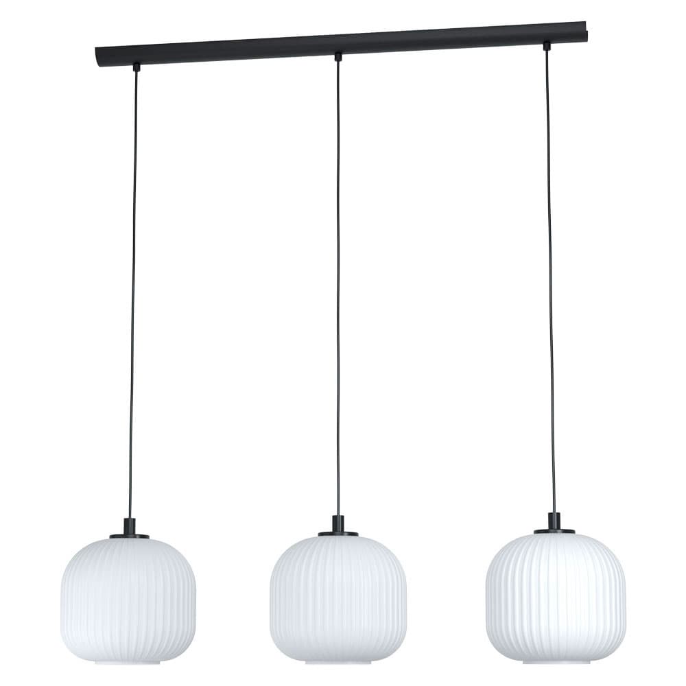 Eglo 99367 Подвес MANTUNALLE, 3х40W (E27), L1200, Ø200, H1100, сталь, черный/стекло, белый