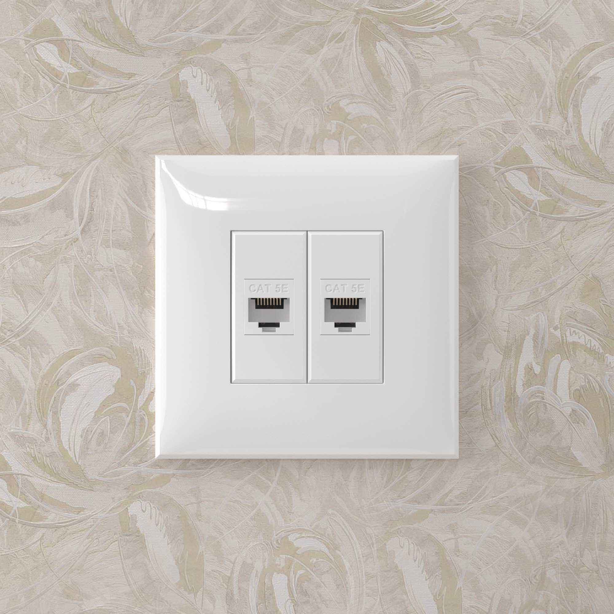 DKC Компьютерная розетка RJ-45 без шторки в стену, кат.5е двойная, "Avanti", "Белое облако" — миниатюра 5