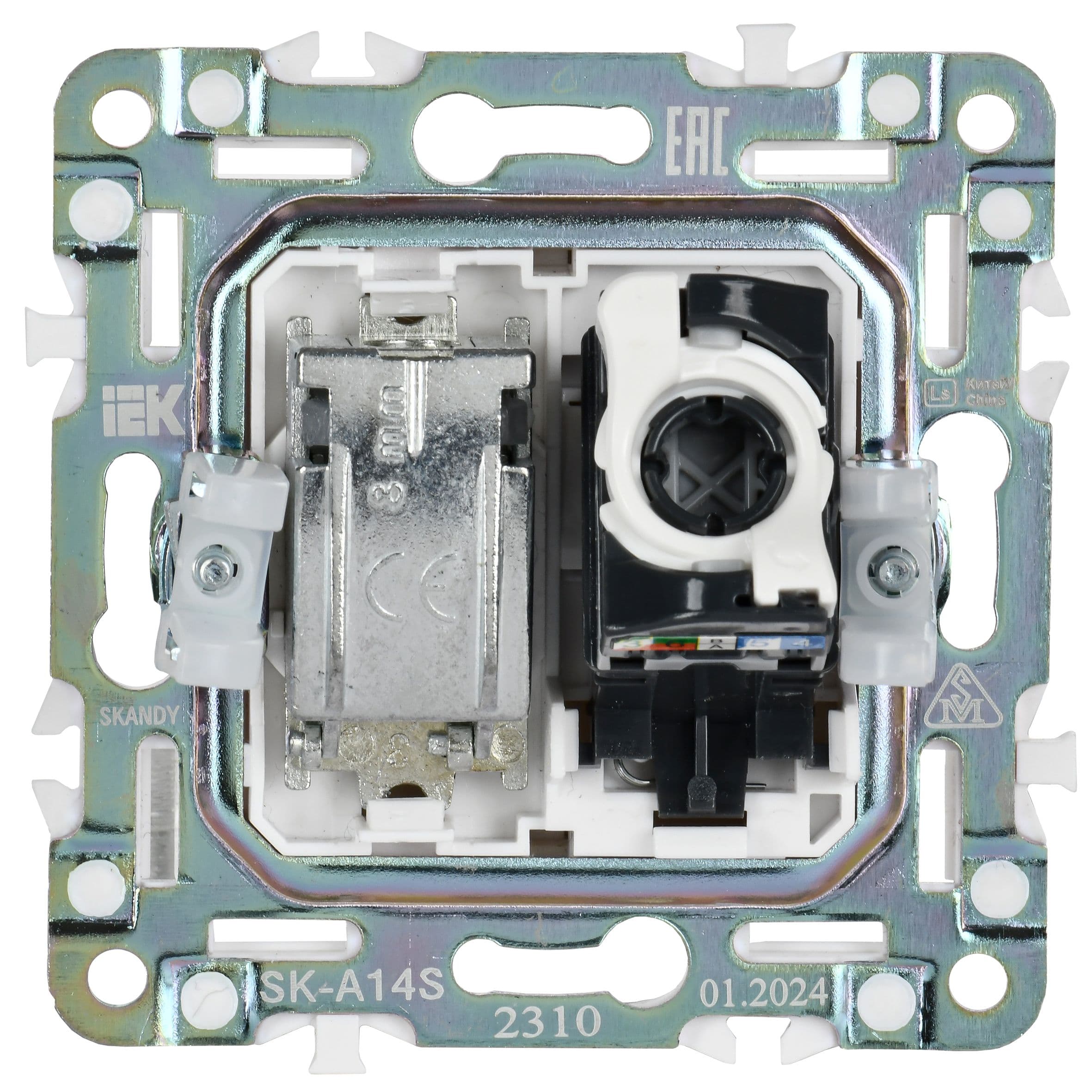 IEK SKANDY Серебряный Розетка двойная TV+RJ45 кат.5E SK-A14S — миниатюра 5