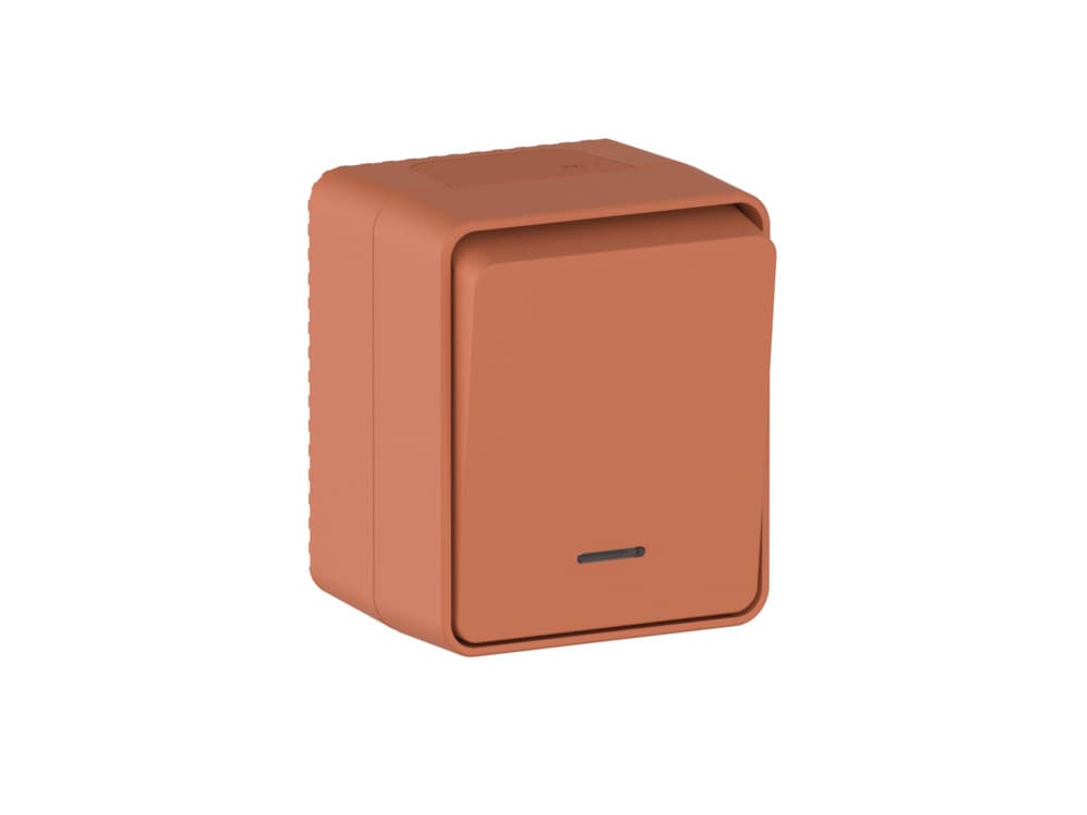 Systeme Electric AtlasDesign Profi54 Наруж Терракотовый Выключатель 1-клавишный с подсветкой 10 АХ — миниатюра 7
