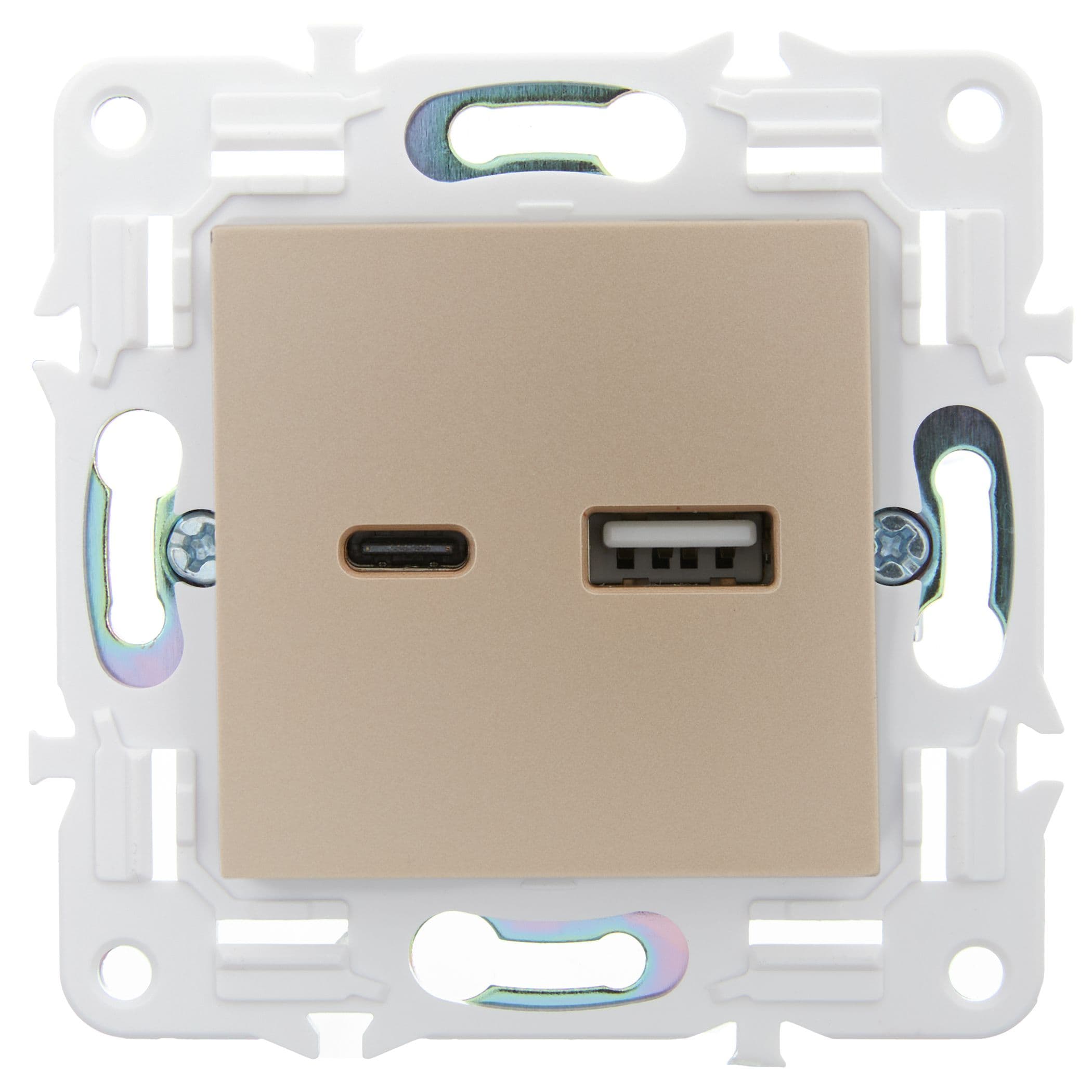 IEK SKANDY Шампань Розетка USB A+C 3,1А SK-R14Sh — миниатюра 2