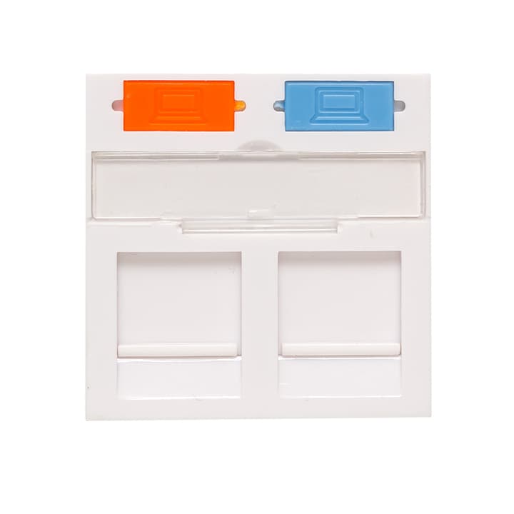 EKF TeraLINK PRO Вставка розеточная TeraLINK PRO 45x45мм формат Mosaic на 2 модуля Keystone со шторками и маркерами белая — миниатюра 2