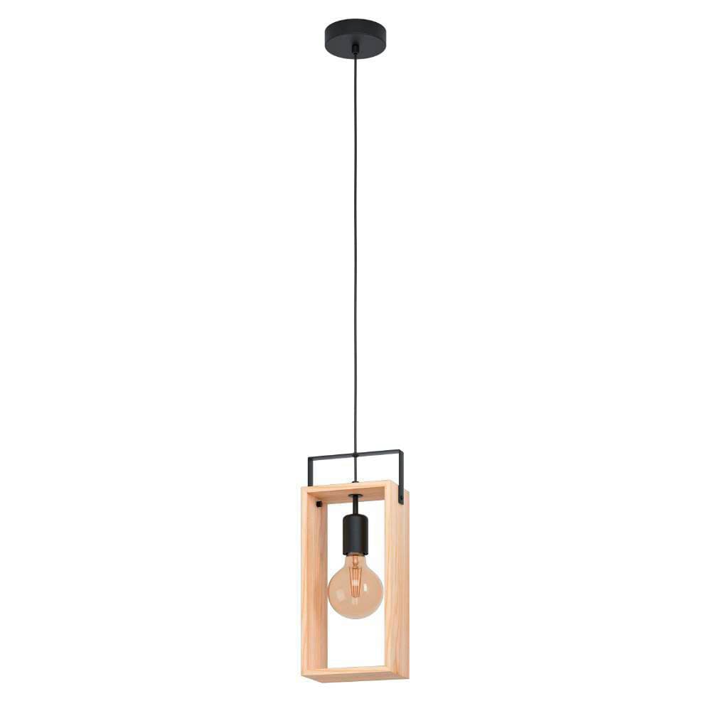 Eglo 43413 Подвес FAMBOROUGH, 1х40W (E27), L160, B105, H1100, cталь, дерево, черный, натуральный