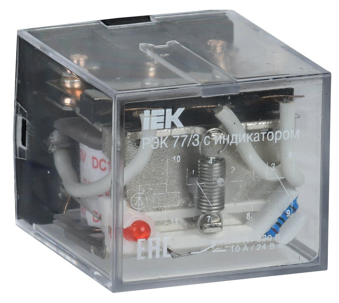 IEK ONI Реле РЭК77/3(LY3) с индикацией 10А 12В DC — миниатюра 1