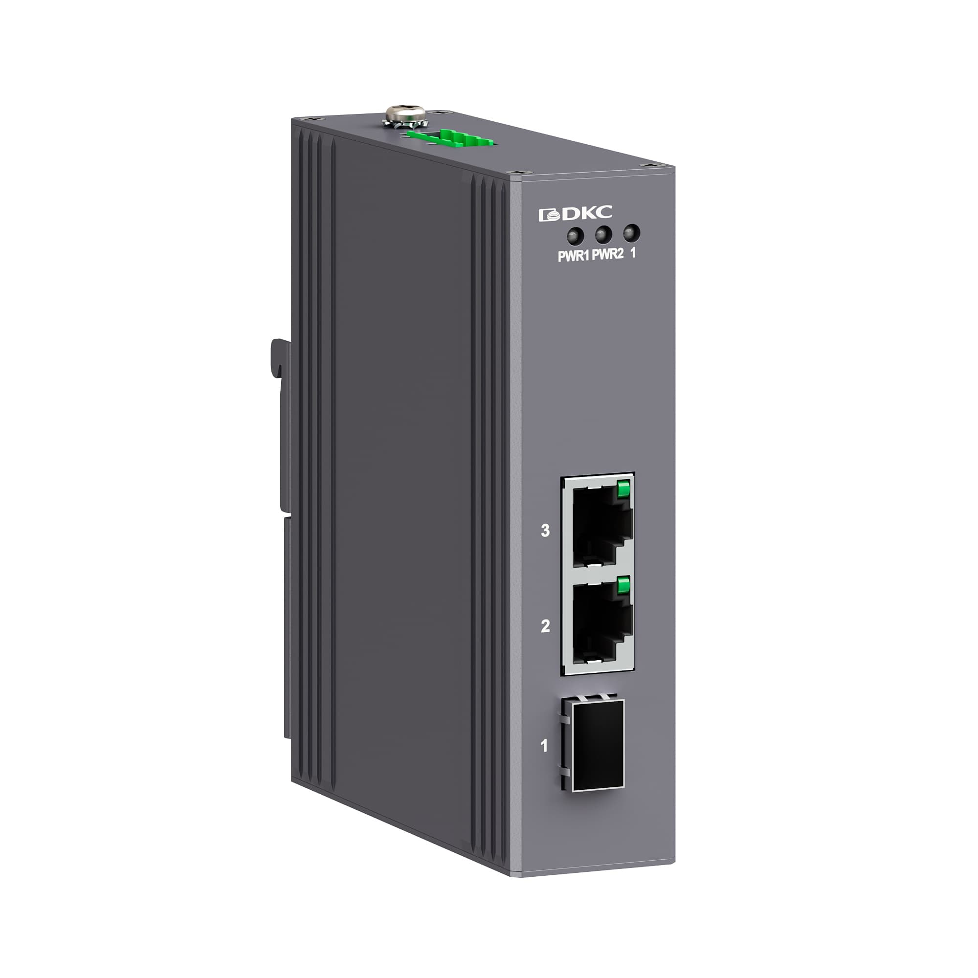 DKC Промышленный медиаконвертер, 3-х портовый, 1х100Base-X SFP слот, 2х10/100Base-T(X) портов RJ45, 12-48В DC/18-30В AC, с резервированием