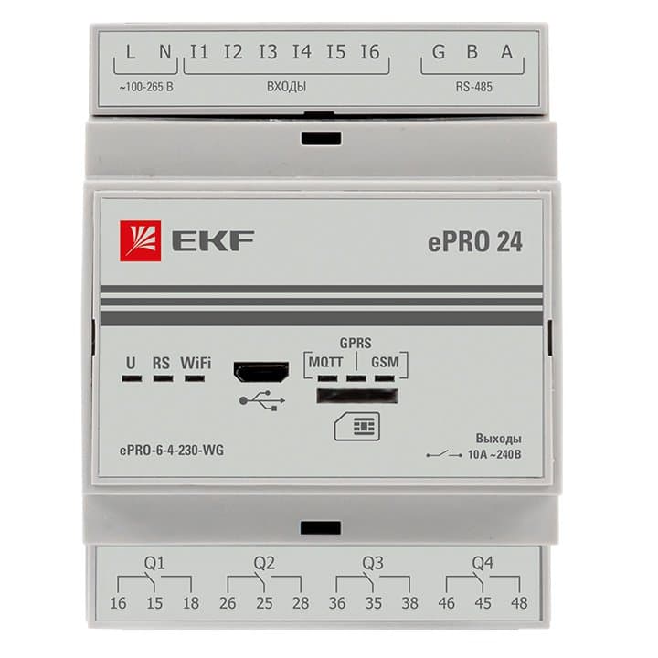 EKF PROxima Контроллер базовый ePRO удаленного управления 6вх\4вых 230В WiFi GSM ePRO-6-4-230-WG — миниатюра 8