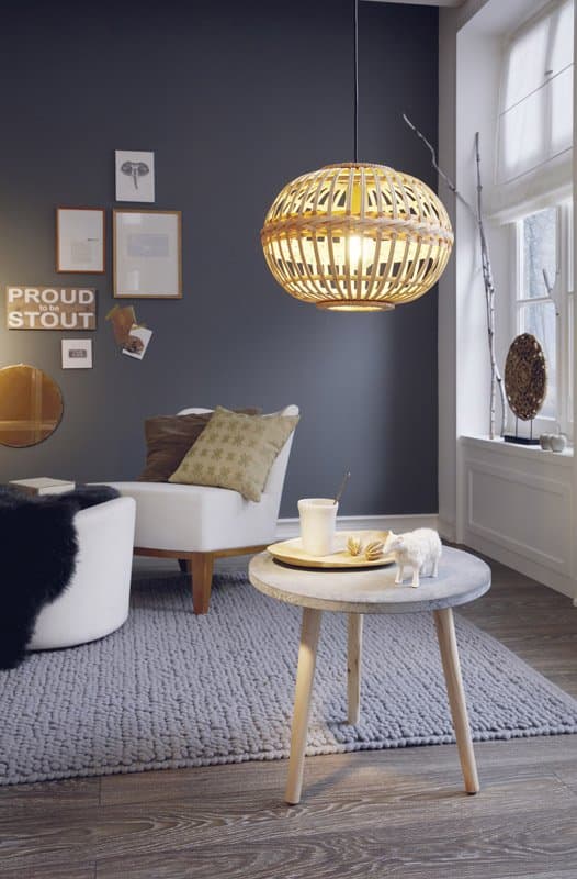 Eglo Подвес AMSFIELD, 1х60W(E27), Ø380, H1100, сталь, коричневый/дерево, коричневый 49771 — миниатюра 2
