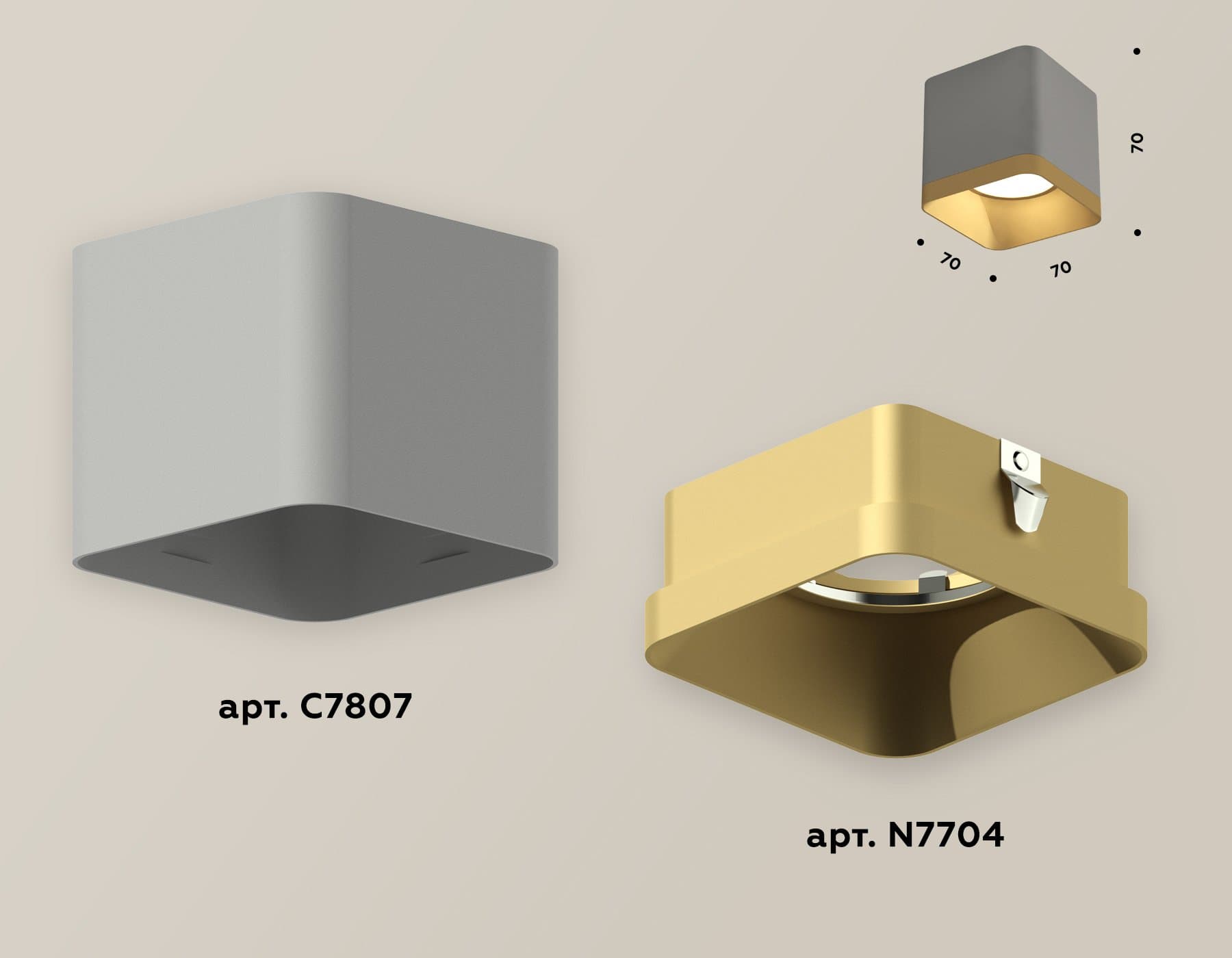 Ambrella Комплект накладного светильника XS7807004 SGR/SGD серый песок/золото песок MR16 GU5.3 (C7807, N7704) — миниатюра 3