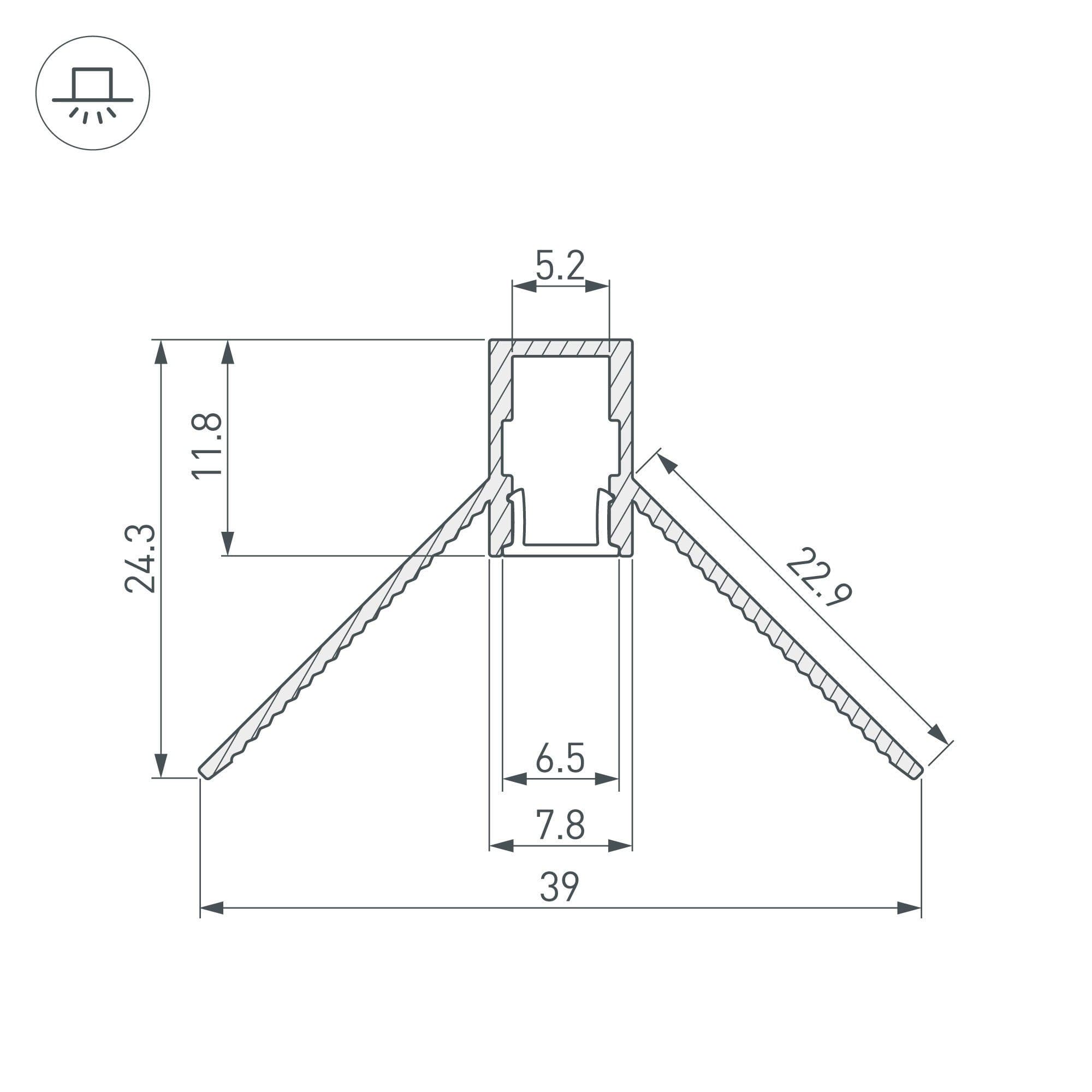 Arlight Профиль ARH-DECORE-S6-INT-2000 ANOD внутренний (Алюминий) 034971 — миниатюра 3