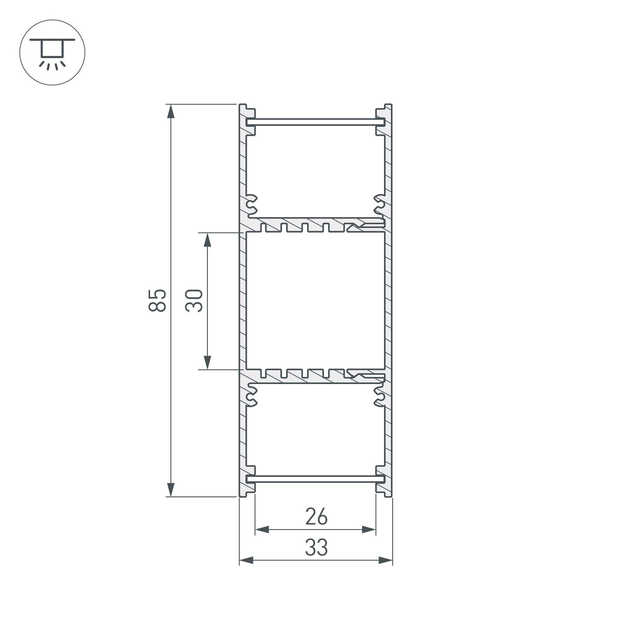 Arlight Профиль ARH-WALL-3385-DUAL-2000 ANOD (Алюминий) 036341 — миниатюра 4