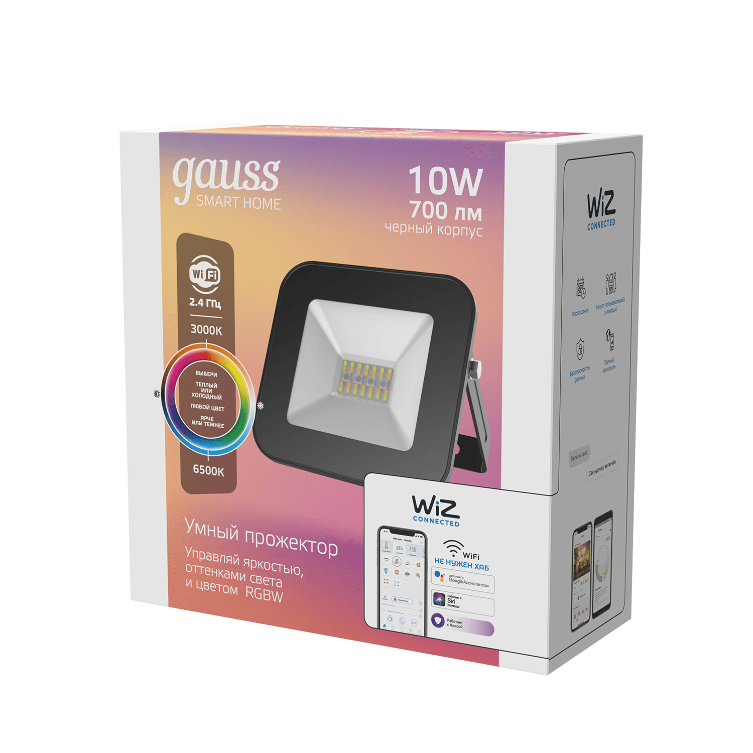 Gauss Прожектор Smart Home 10W 700lm 3000-6500K 200-240V IP65 черный RGBW изм.цв.темп. диммирование LED 1/20 3550132 — миниатюра 3