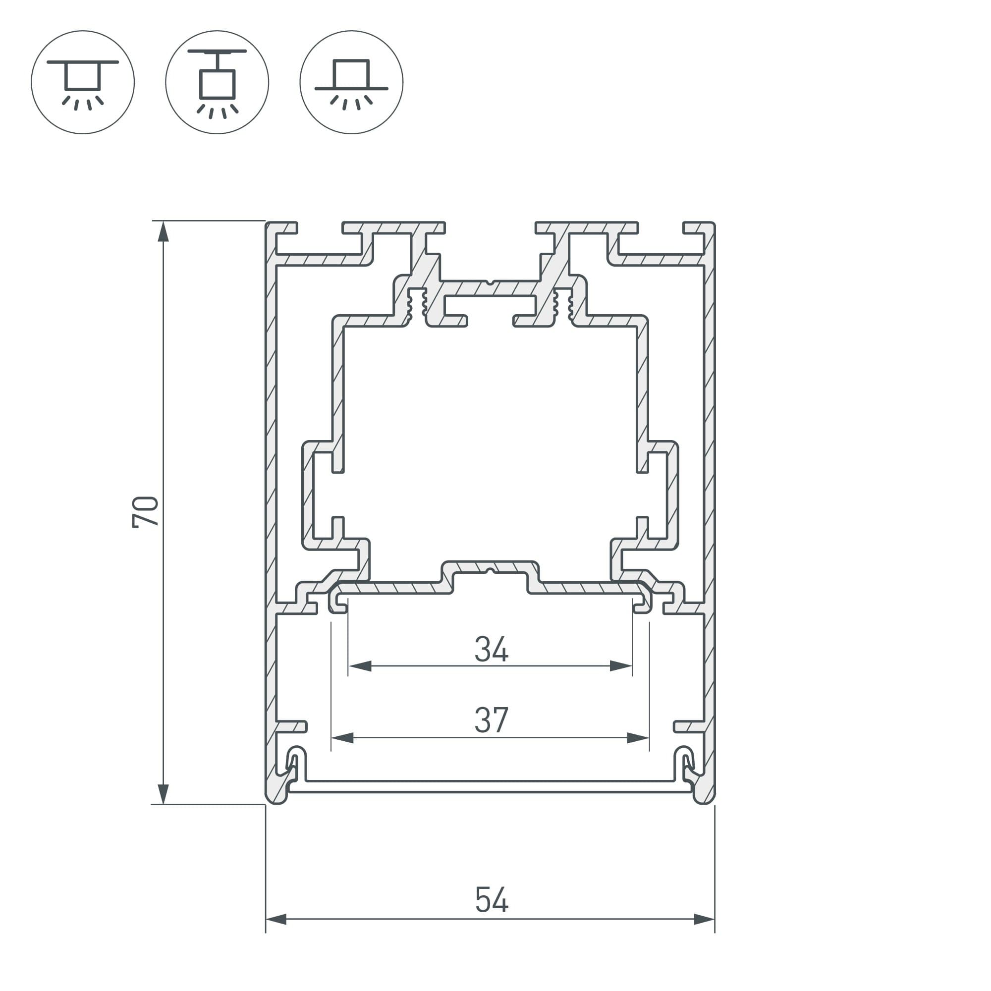 Arlight Профиль S2-LINE-5470-2500 SEAMLESS ANOD (Алюминий) 029440 — миниатюра 2