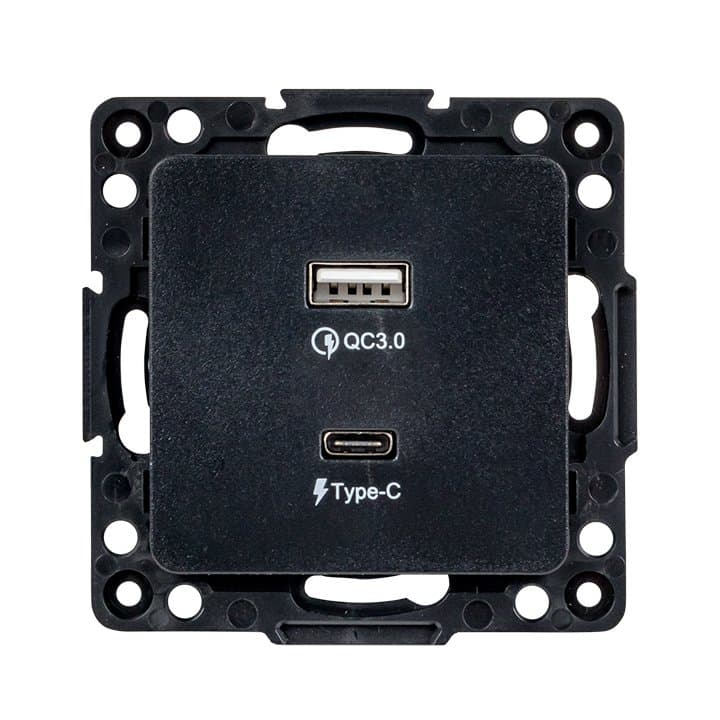 EKF PROxima Стокгольм Черный Розетка с 2USB type A+C — миниатюра 3