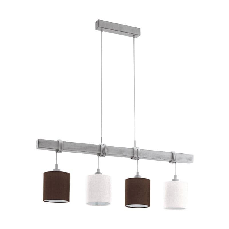 Eglo 49927 Подвес TOWNSHEND 2, 4x60W (E27), L1000, B150, H1100, сталь, дерево, белая патина/текстиль, лен